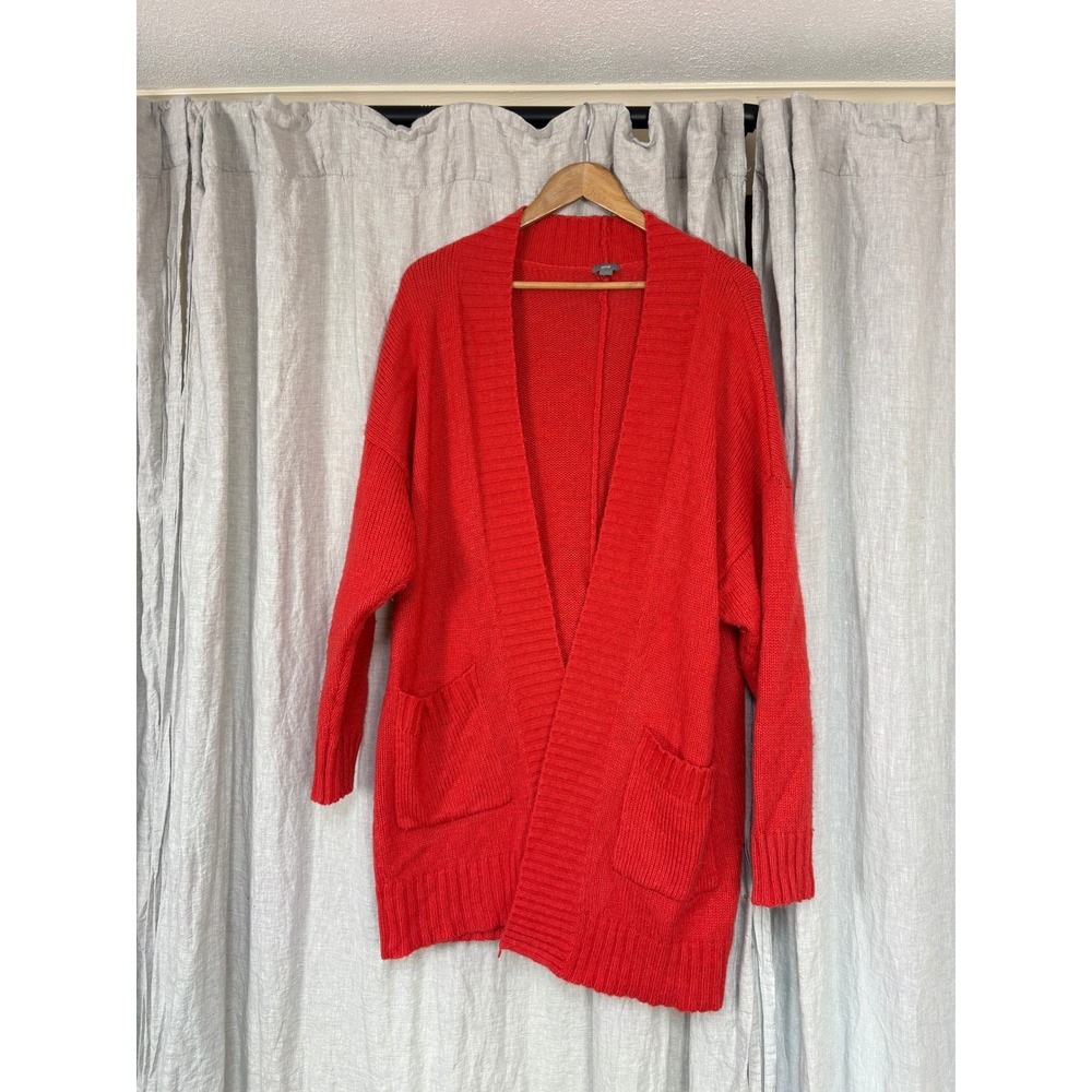 Aerie Cardigan Sweater Womens M Red Wool Blend Oversized Open Front